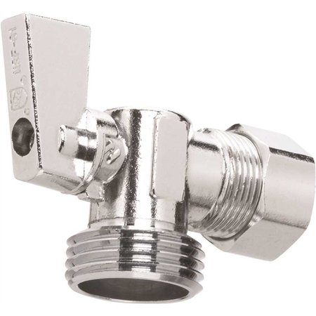 HOMEWERKS 1/2 in. Nominal Compression Inlet x 3/4 in. Male Hose Thread Outlet 1/4 in. Turn Angle Valve, Chrome 638 6208QT